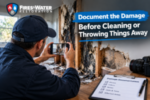 Document fire damage before cleaning or removing damaged items